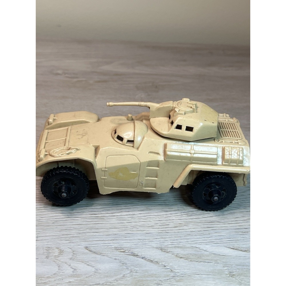 Vintage Toy Army Tank Vehicle Tan Plastic Wheels Processed Plastics Co USA